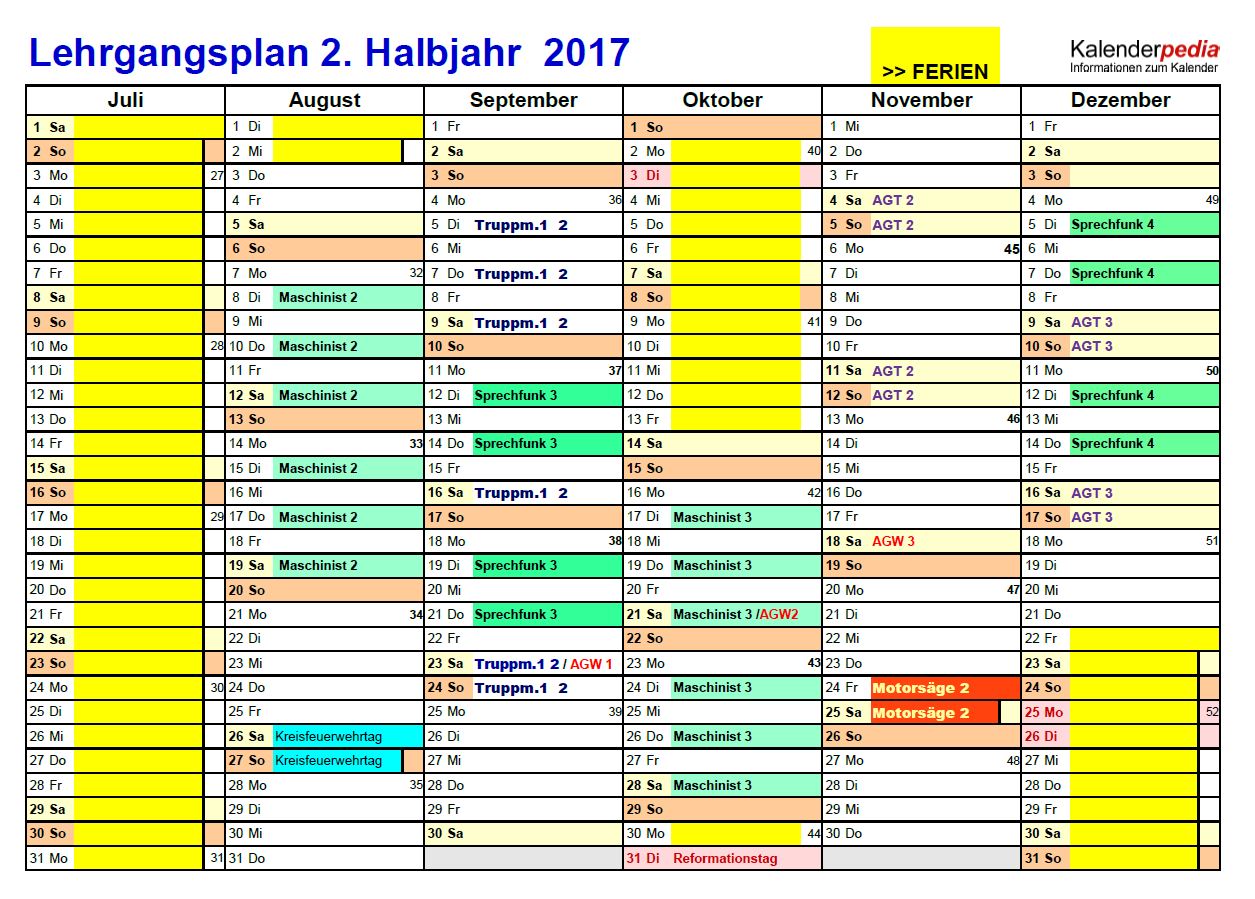 ausbildungskalender 2017 2 hj